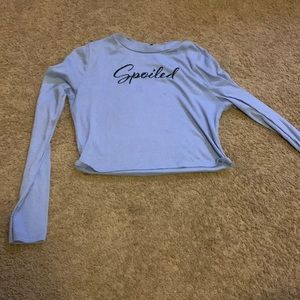 Long Sleeve , Spoiled baby blue crop top